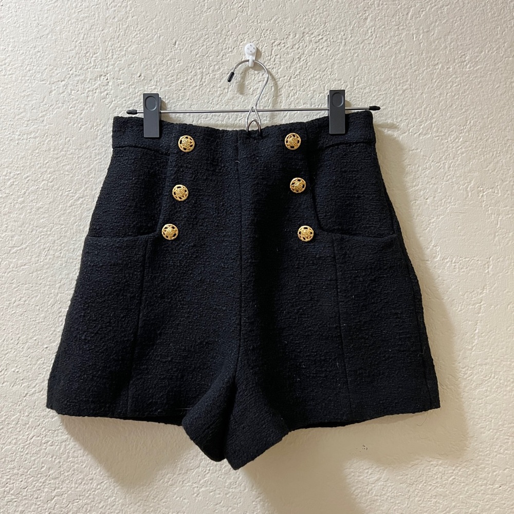 Black Button-Detail Women's Shorts